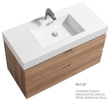 Floating vanity from the Desire finishes catalog