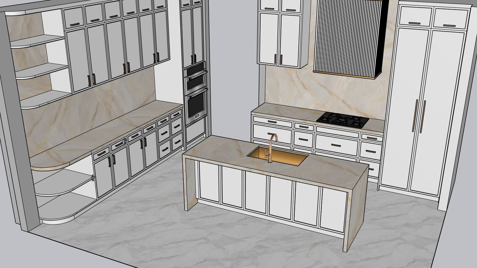 Kitchen design model — every cabinet placed before construction, Desire Basements GTA