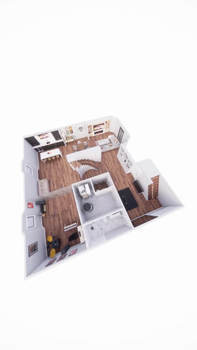 Real Desire Basements 3D design — interactive floor plan of a finished GTA basement
